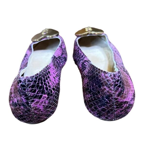 Diane Von Furstenberg Pink/Black Snakeskin Heart Key Lock Ballet Flat Size 7 - Picture 6 of 11